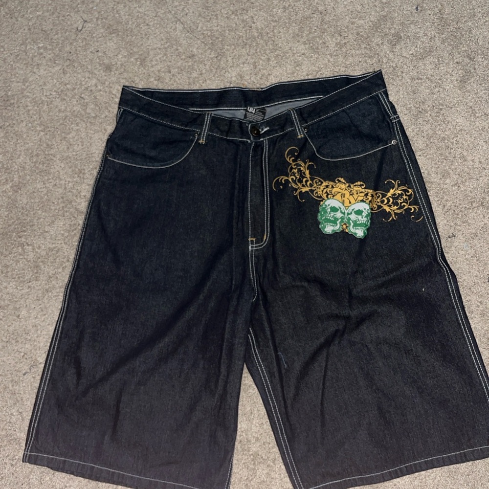Men's Black Brooklyn xpress Jorts with Skulls